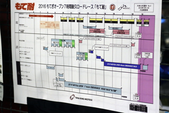 もて耐のタイムスケジュール表