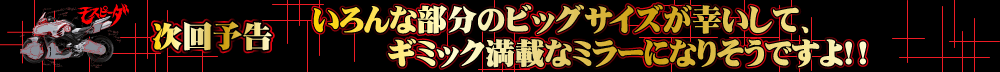 いろんな部分のビッグサイズが幸いして、ギミック満載なミラーになりそうですよ！！