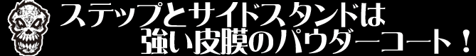 ステップとサイドスタンドは強い皮膜のパウダーコート！